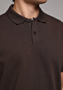 thumb-Regular Fit Polo Yaka Düz Erkek Kahverengi Kısa Kol Tişört