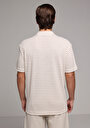thumb-Comfort Fit Polo Yaka Çizgili Erkek Bej Kısa Kol Tişört