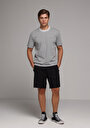 thumb-Regular Fit Orta Bel Düz Erkek Siyah Şort