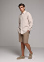 thumb-Regular Fit Orta Bel Düz Erkek Kahverengi Şort