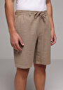 thumb-Regular Fit Orta Bel Düz Erkek Kahverengi Şort