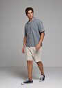 thumb-Regular Fit Orta Bel Düz Erkek Bej Şort