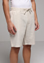 thumb-Regular Fit Orta Bel Düz Erkek Bej Şort