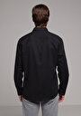 thumb-Regular Fit Shirt Neck Düz Erkek Siyah Uzun Kol Gömlek
