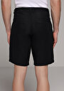 thumb-Regular Fit Orta Bel Düz Erkek Siyah Şort