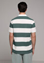 thumb-Regular Fit Polo Yaka Çizgili Erkek Yeşil Kısa Kol Tişört
