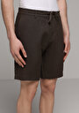 thumb-Regular Fit Orta Bel Düz Erkek Kahverengi Şort