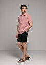 thumb-Regular Fit Polo Yaka Düz Erkek Pembe Kısa Kol Tişört
