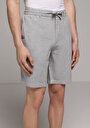 thumb-Regular Fit Orta Bel Düz Erkek Gri Şort