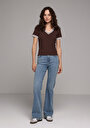 thumb-Regular Fit   Kadın Mid İndigo Denim Jean Pantolon