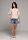 thumb-Regular Fit Yuvarlak Yaka Düz Kadın Pembe Kısa Kol Tişört