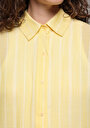 thumb-Boyfriend Fit Shirt Neck Çizgili Kadın Sari Uzun Kol Gömlek