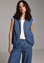 thumb-Regular Fit     Kadın Mid İndigo Denim Yelek