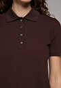 thumb-Slim Fit Polo Yaka Düz Kadın Kahverengi Kısa Kol Tişört