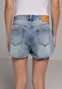 thumb-Mom Fit Yüksel Bel Düz Kadın Light İndigo Denim Jean Şort