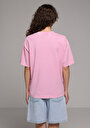 thumb-Oversize Fit Yuvarlak Yaka Düz Kadın Pembe Kısa Kol Tişört