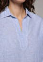 thumb-Fashion Fit Shirt Neck Çizgili Kadın Mavi Uzun Kol Gömlek