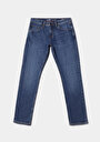 thumb-Straight Fit Düşük Bel Düz Paça Erkek Mid İndigo Denim Jean Pantolon