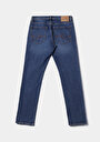 thumb-Straight Fit Düşük Bel Düz Paça Erkek Mid İndigo Denim Jean Pantolon
