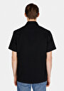 thumb-Comfort Fit Shirt Neck Düz Erkek Siyah Kısa Kol Gömlek