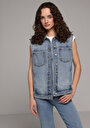 thumb-Oversize Fit     Kadın Light İndigo Denim Yelek