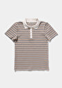 thumb-Slim Fit Polo Yaka Çizgili Kadın Yeşil Kısa Kol Tişört