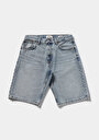 thumb-Loose Straight Fit Orta Bel Düz Erkek Light İndigo Denim Jean Şort
