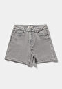 thumb-Mom Fit Yüksel Bel Düz Kadın Grey Denim Jean Şort
