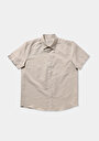 thumb-Regular Fit Shirt Neck Düz Erkek Bej Uzun Kol Gömlek