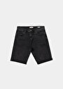 thumb-Straight Fit Düşük Bel Düz Erkek Black Denim Jean Şort
