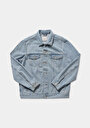 thumb-Regular Fit Düğmeli Astarsız  Erkek Light İndigo Denim Ceket