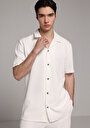 thumb-Regular Fit Apaj Yaka Düz Erkek Beyaz Kısa Kol Gömlek