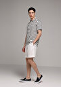 thumb-Regular Fit Polo Yaka Çizgili Erkek Lacivert Kısa Kol Tişört
