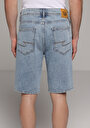 thumb-Regular Fit Orta Bel Düz Erkek Light İndigo Denim Jean Şort