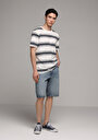 thumb-Loose Straight Fit Orta Bel Düz Erkek Mid İndigo Denim Jean Şort