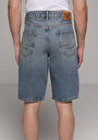 thumb-Loose Straight Fit Orta Bel Düz Erkek Mid İndigo Denim Jean Şort