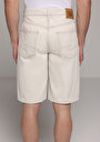 thumb-Loose Straight Fit Orta Bel Düz Erkek Bleach İndigo Denim Jean Şort