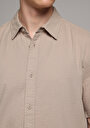 thumb-Regular Fit Shirt Neck Düz Erkek Bej Kısa Kol Gömlek