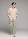 thumb-Relaxed Fit Shirt Neck Çizgili Erkek Turuncu Uzun Kol Gömlek