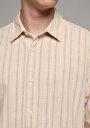 thumb-Relaxed Fit Shirt Neck Çizgili Erkek Turuncu Uzun Kol Gömlek