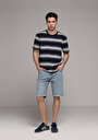 thumb-Straight Fit Orta Bel Düz Erkek Light İndigo Denim Jean Şort