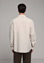 thumb-Regular Fit Shirt Neck Düz Erkek Bej Uzun Kol Gömlek
