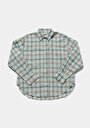 thumb-Boyfriend Fit Shirt Neck Ekoseli Kadın Yeşil Uzun Kol Gömlek