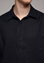 thumb-Regular Fit Shirt Neck Düz Erkek Lacivert Uzun Kol Gömlek