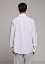 thumb-Regular Fit Shirt Neck Çizgili Erkek Lacivert Uzun Kol Gömlek