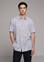 thumb-Regular Fit Shirt Neck Düz Erkek Mavi Kısa Kol Gömlek