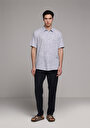 thumb-Regular Fit Shirt Neck Düz Erkek Mavi Kısa Kol Gömlek