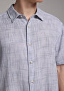 thumb-Regular Fit Shirt Neck Düz Erkek Mavi Kısa Kol Gömlek