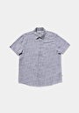 thumb-Regular Fit Shirt Neck Düz Erkek Mavi Kısa Kol Gömlek