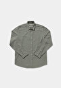 thumb-Relaxed Fit Shirt Neck Düz Erkek Yeşil Uzun Kol Gömlek